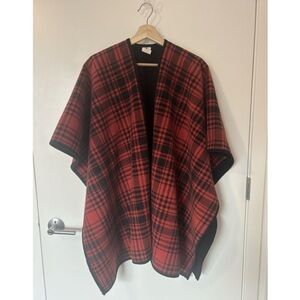Red & Black Plaid Cape Poncho